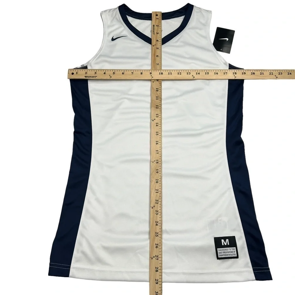 Nike Women Tank Tops Basketball Jersey White Blue V-neckline Mesh Back Dri Fit M